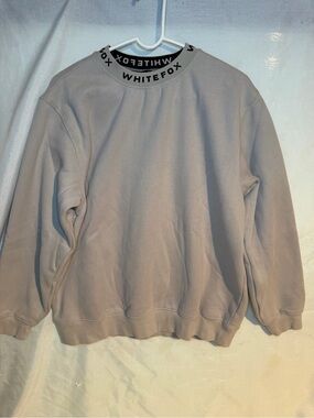 White Fox Boutique Men's Taupe Crewneck Sweatshirt with Branded Neckline